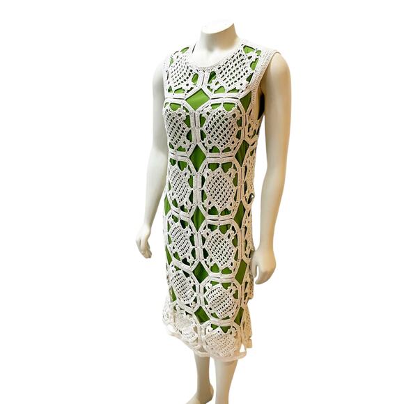 Tory Burch Lexi Crochet Dress Runway Green RARE Size S $550 - Picture 4 of 16
